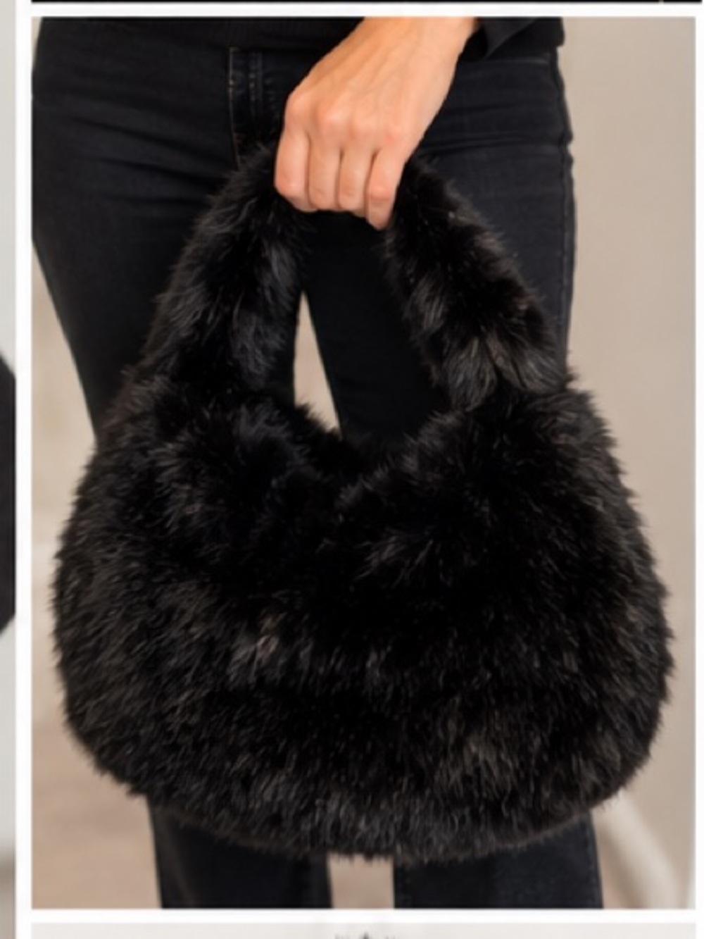 NEW: Black Faux Fur Shoulder Bag